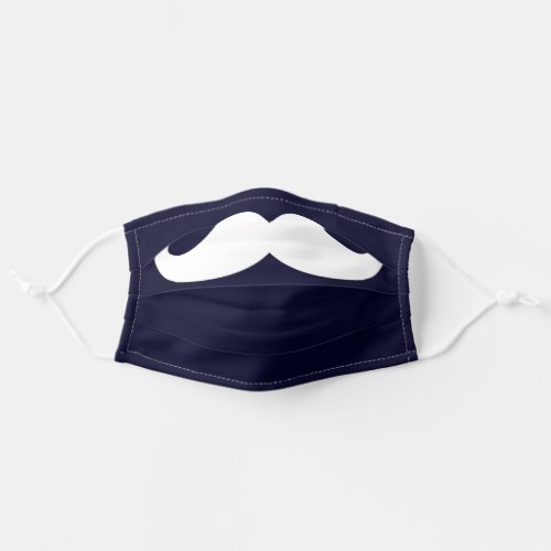 White Navy Blue Simple Funny Mustache Safety Adult Cloth Face Mask