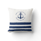 White Navy Blue Stripes Family Monogram Nautical