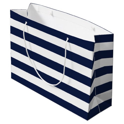 White Navy Blue Stripes Pattern pick your color Large Gift Bag