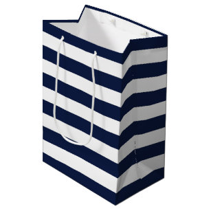 blue and white striped gift bags