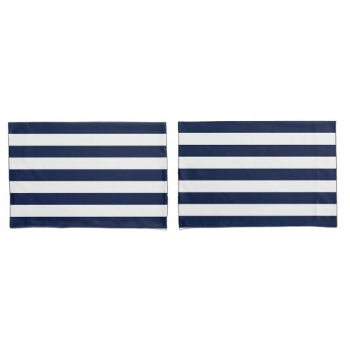 White Navy Blue Stripes Pattern pick your color Pillow Case