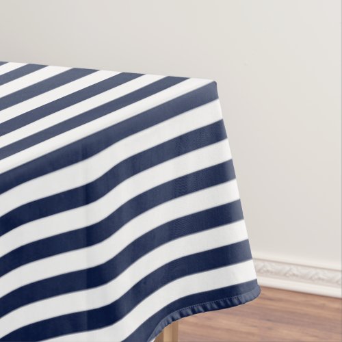 White Navy Blue Stripes Pattern pick your color Tablecloth