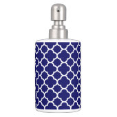 White Navy Blue Trendy Quatrefoil Bath Set (Front)