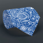 White & Navy-blue Vintage Paisley Pattern Neck Tie<br><div class="desc">The white vintage elegant floral paisley pattern over a customizable navy-blue background. Cool wedding tie.</div>
