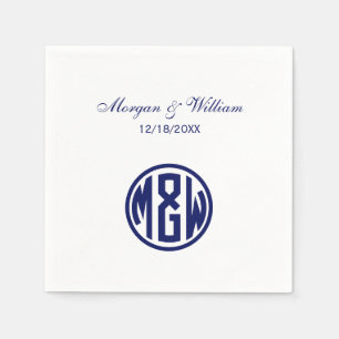 White Navy Circle Monogram Font DIY BG Napkins