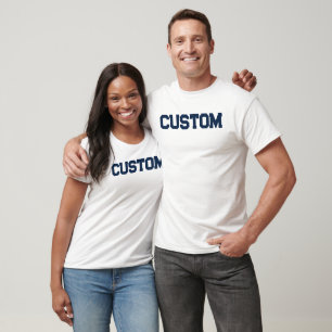 White & Navy CUSTOM T-Shirt
