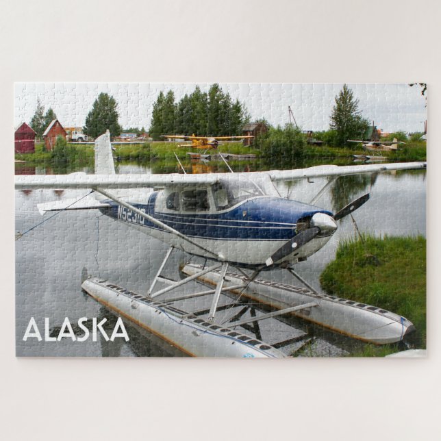 White & navy float plane, Alaska Jigsaw Puzzle (Horizontal)