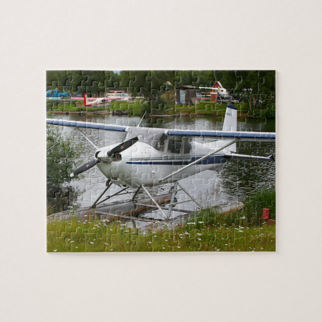 White, navy & gray float plane, Alaska Jigsaw Puzzle (Horizontal)