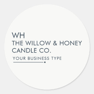 White Navy Minimalist Small Business Brand Logo Classic Round Sticker