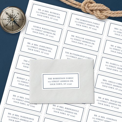 White Navy Nautical Wedding Guest Address Labels