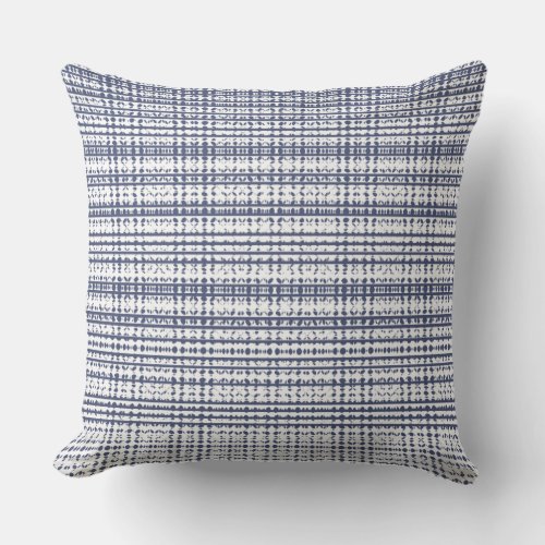 White Navy Plaid Design Throw Pillow