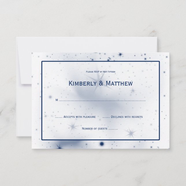 White Navy Stars Design RSVP Card (Front)