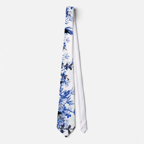 White Navy Watercolor Winter Neck tie