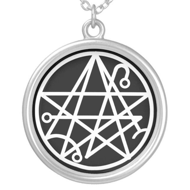 White Necronomicon Seal Necklace (Front)