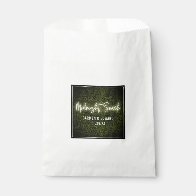 White Neon Boxwood Midnight Snack Wedding Favor Bag (Front)