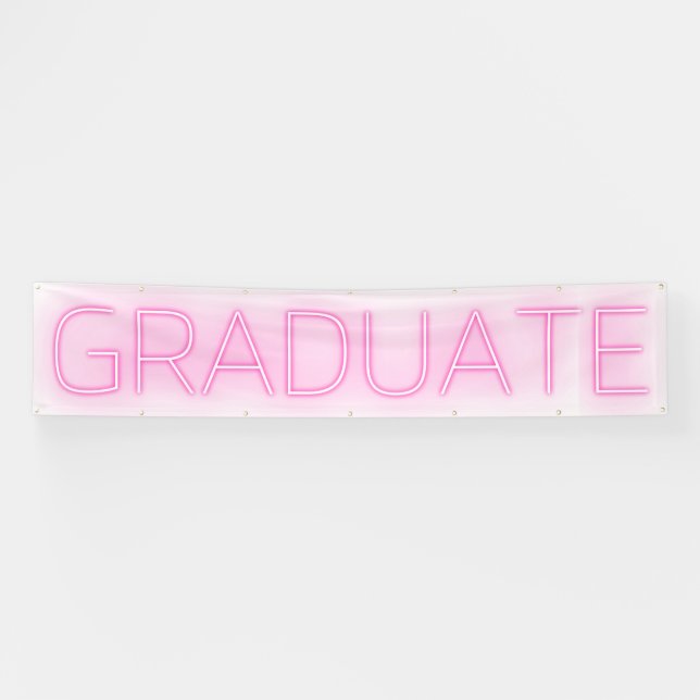 White NEON Huge PINK Modern Grad Announcement Banner (Horizontal)