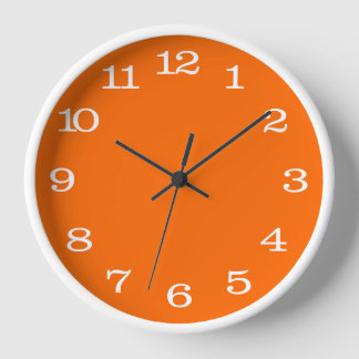 white neon orange solid color clock
