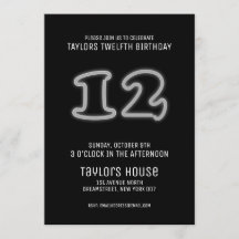 White Neon Sign 12th Trendy Birthday Party