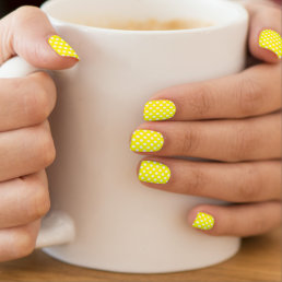 White neon yellow polka dots retro vintage pattern minx nail art