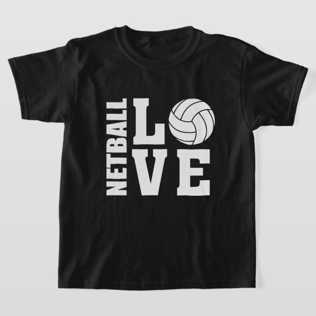 White Netball Love, Netball T-Shirt (Laydown)