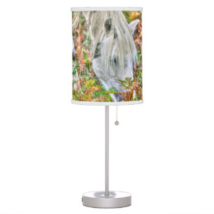 White New Forest Pony of Hampshire England Table Lamp