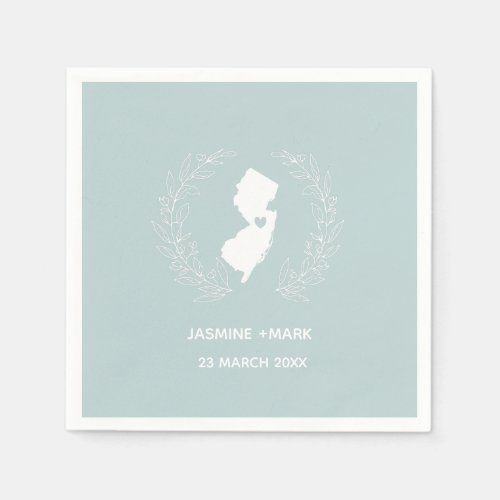 White New Jersey map custom names party  Napkins