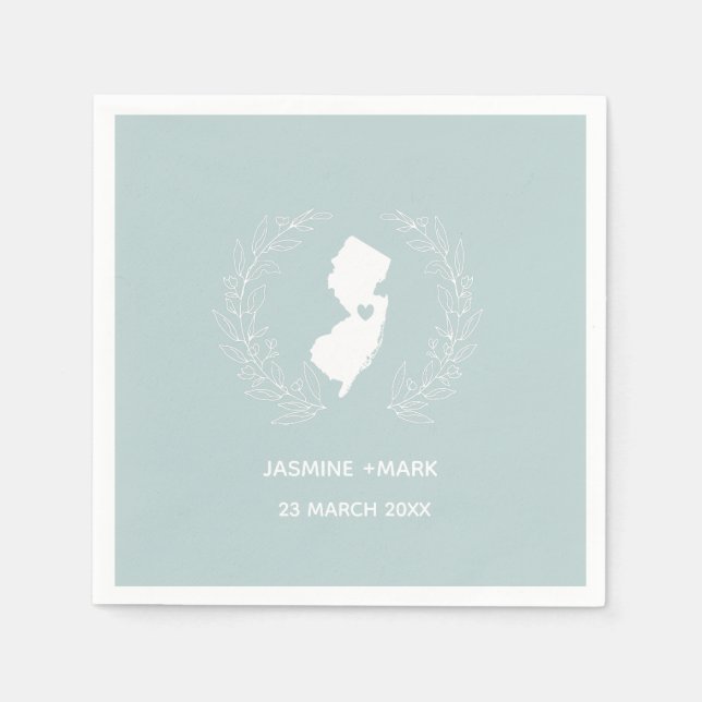 White New Jersey map custom names party  Napkins (Front)
