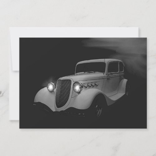 White Night Hot Rod Birthday Invites