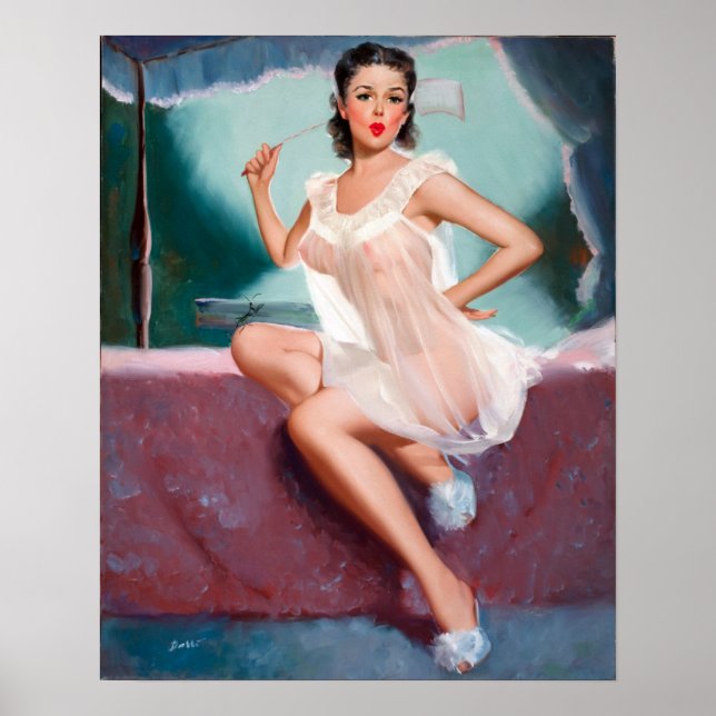 White Nighty Pin Up Poster (Front)