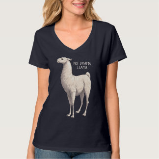 White No Drama Llama T-Shirt