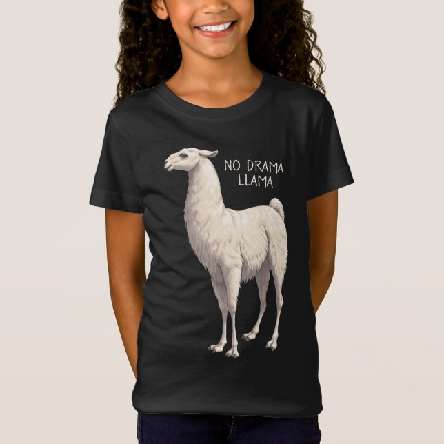White No Drama Llama T-Shirt (Front)