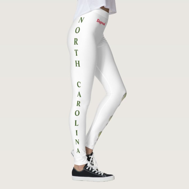 White North Carolina State Flower Dogwood Leggings (Right)
