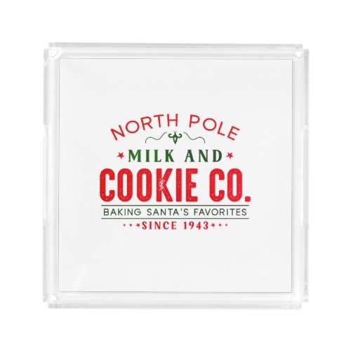 White North Pole Milk and Cookie Co Acrylic Tray 
