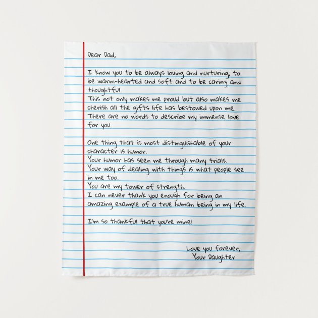 White Notepaper Dad Letter Gift for Father Tapestry