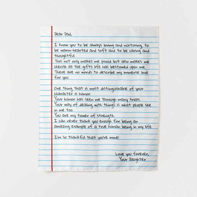 White Notepaper Dad Letter Gift for Father Tapestry (Front)
