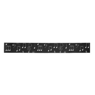 White Notes on Black Satin Ribbon