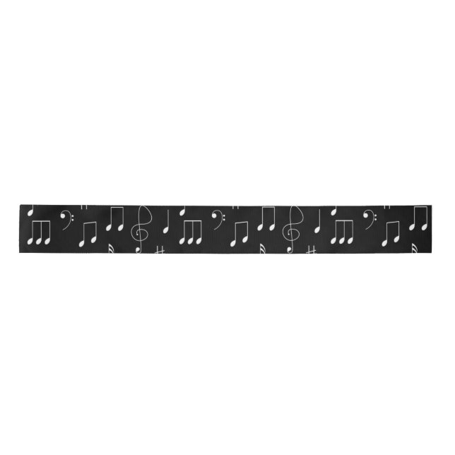 White Notes on Black Satin Ribbon (Front)