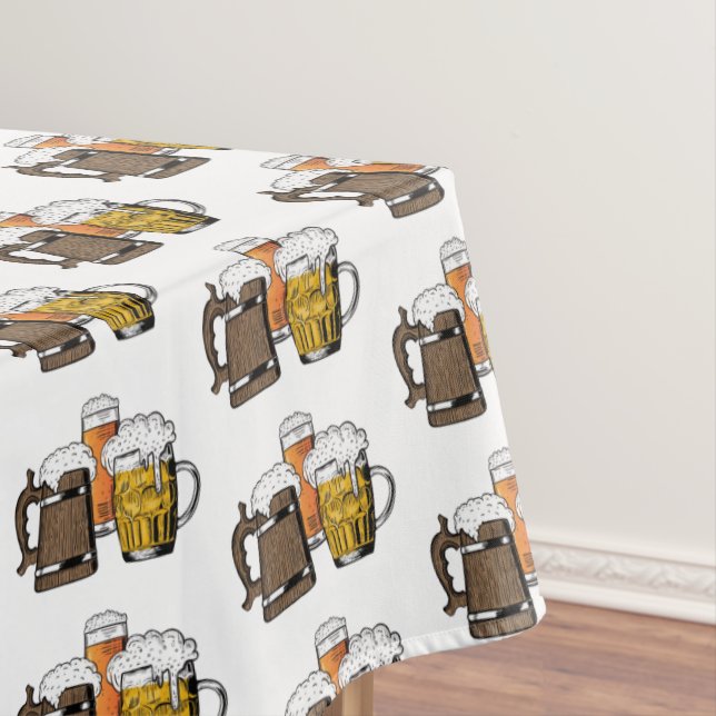 White | Novelty Three Cheers | Beers Tablecloth (In Situ)