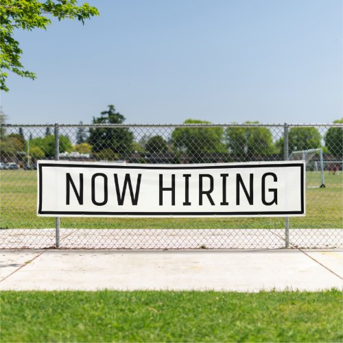 White Now Hiring Sign Banner