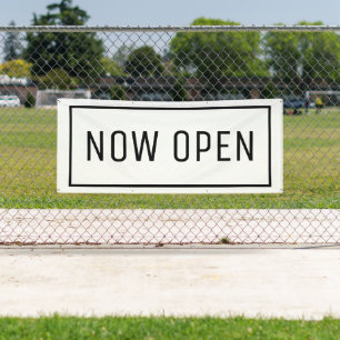 White Now Open Banner