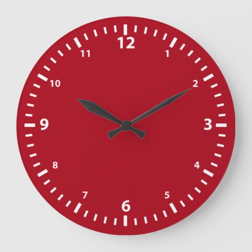 White Number Clock Face on Dark Red