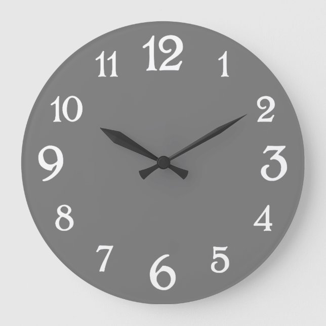 White Number on Gray Retro Wall Clock (Front)