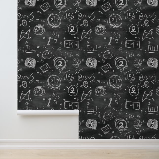White Numbers & Formulas On Black Draft Chalkboard Wallpaper (Application)