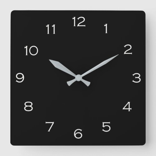 White Numbers On Black wccnt Square Wall Clock