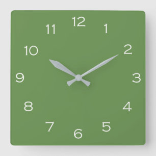 White Numbers On Green wccnt Square Wall Clock