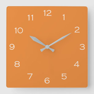 White Numbers On Orange wccnt Square Wall Clock