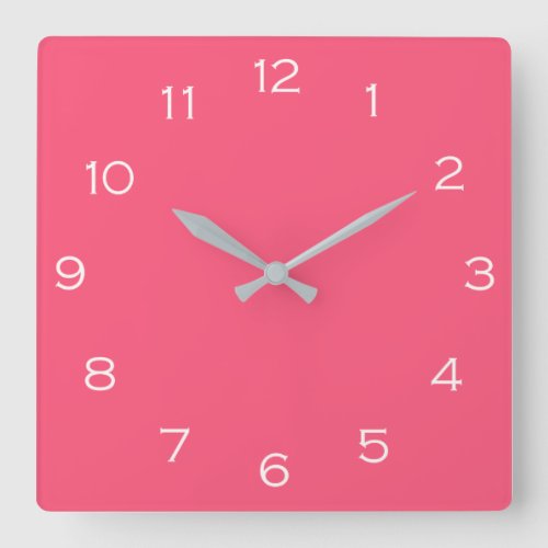 White Numbers On Pink wccnt Square Wall Clock