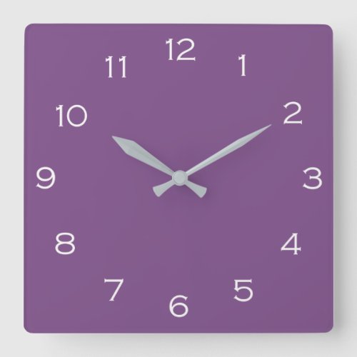 White Numbers On Purple wccn Square Wall Clock