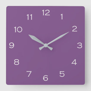 White Numbers On Purple wccnt Square Wall Clock
