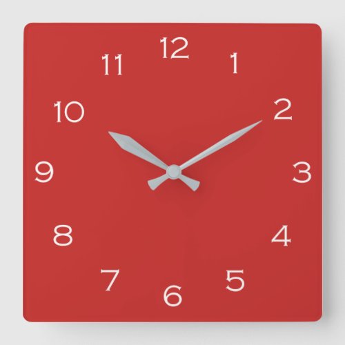 White Numbers On Red wccnt Square Wall Clock